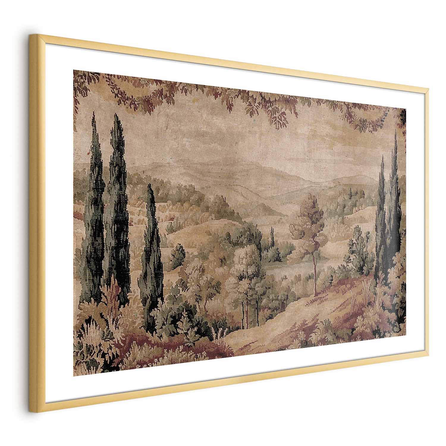 Mediterranean Hill and Lake Tapestry Landscape Poster