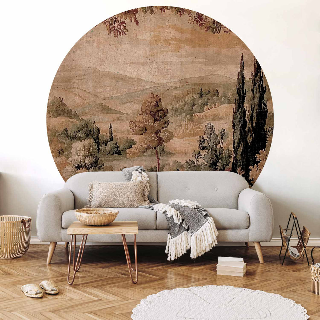 Mediterranean Tapestry Landscape Round Wall Mural