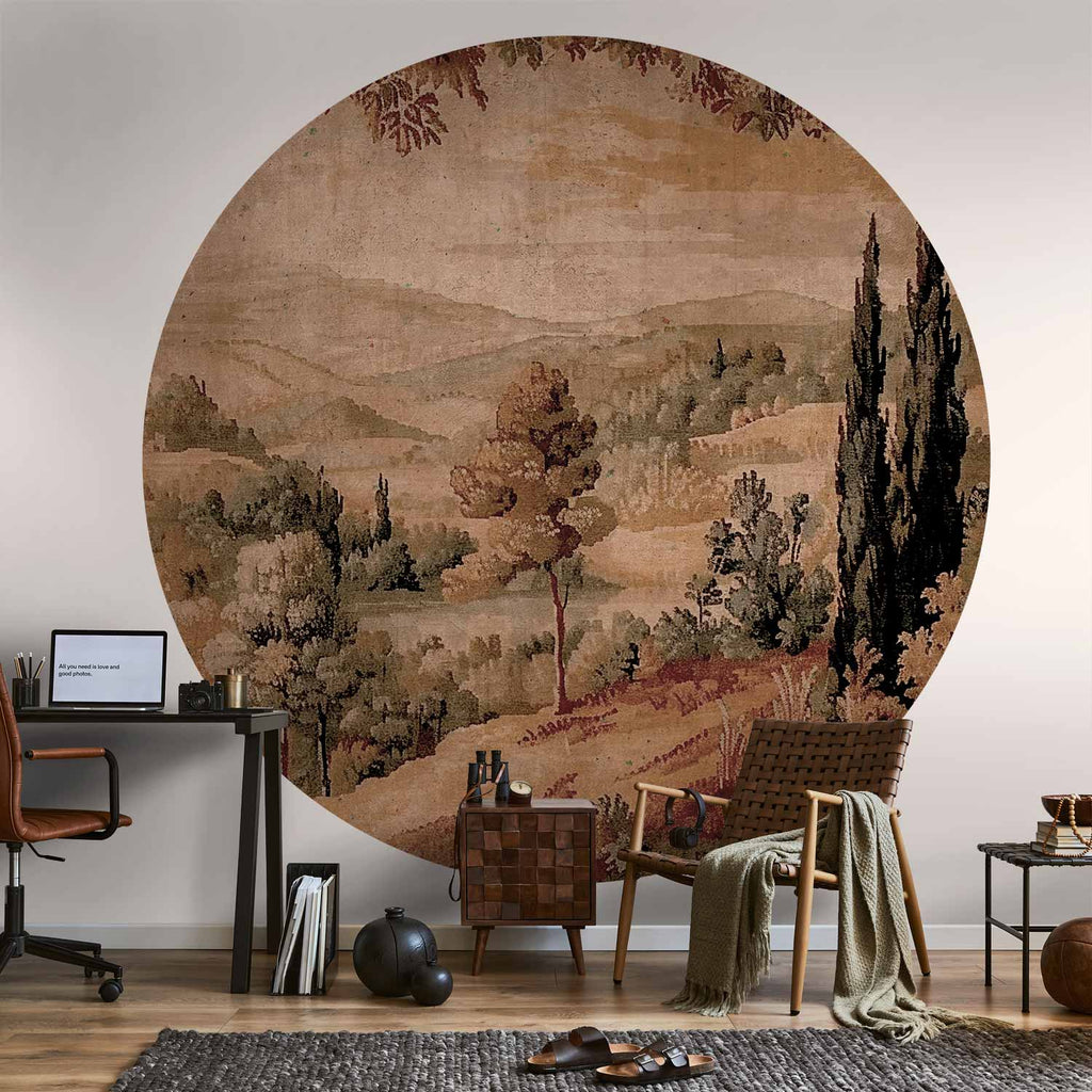 Mediterranean Tapestry Landscape Round Wall Mural