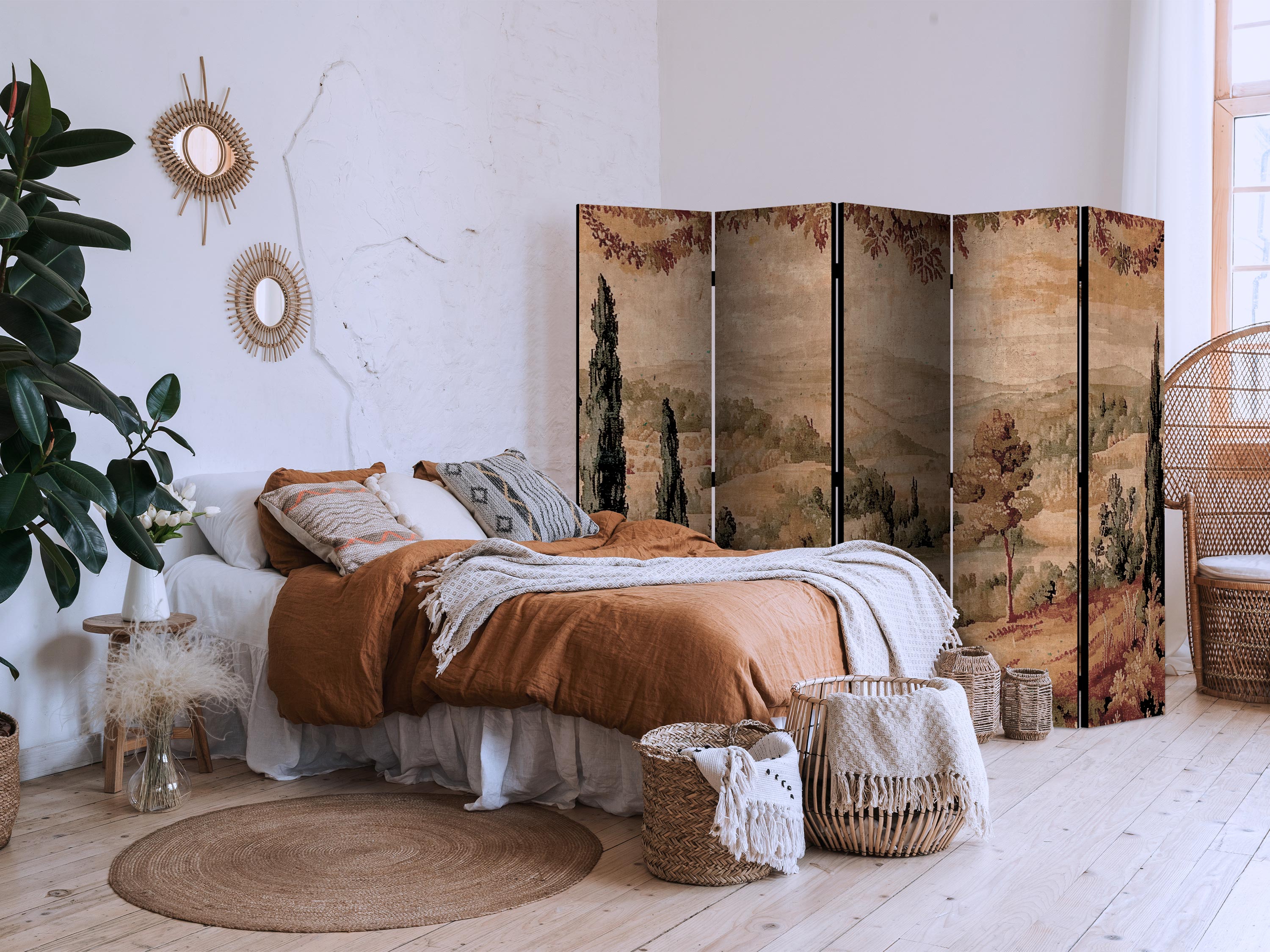Room Divider - Landscape with Cypresses and Mediterranean Vegetation