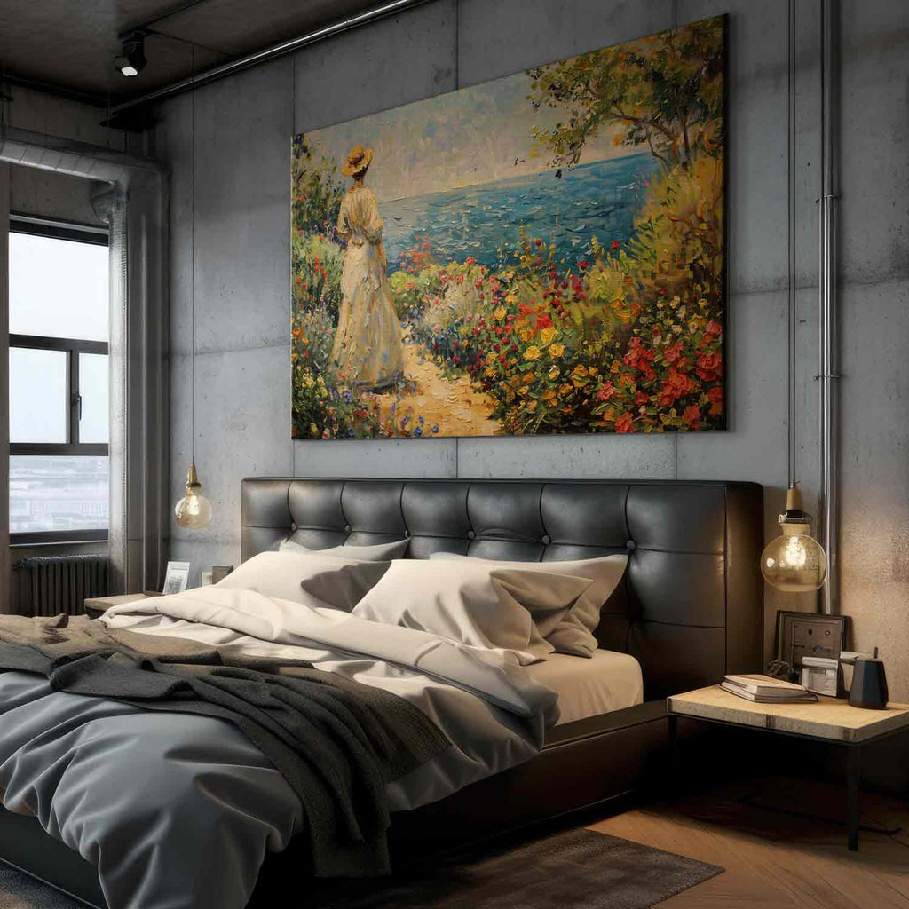 Pensive Woman Nostalgic Impression DIY Large Canvas Print