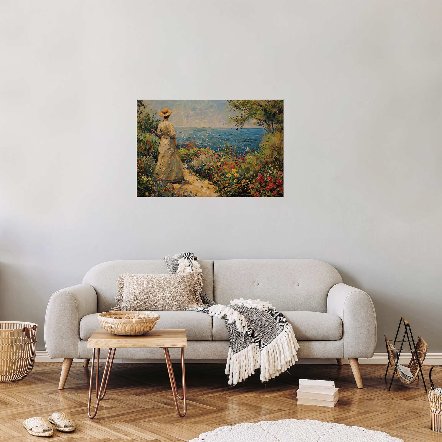 Pensive Woman Nostalgic Impression Poster