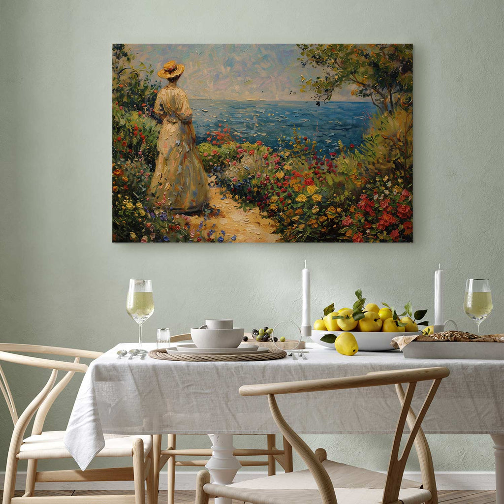 Pensive Woman Nostalgic Impression Canvas Print