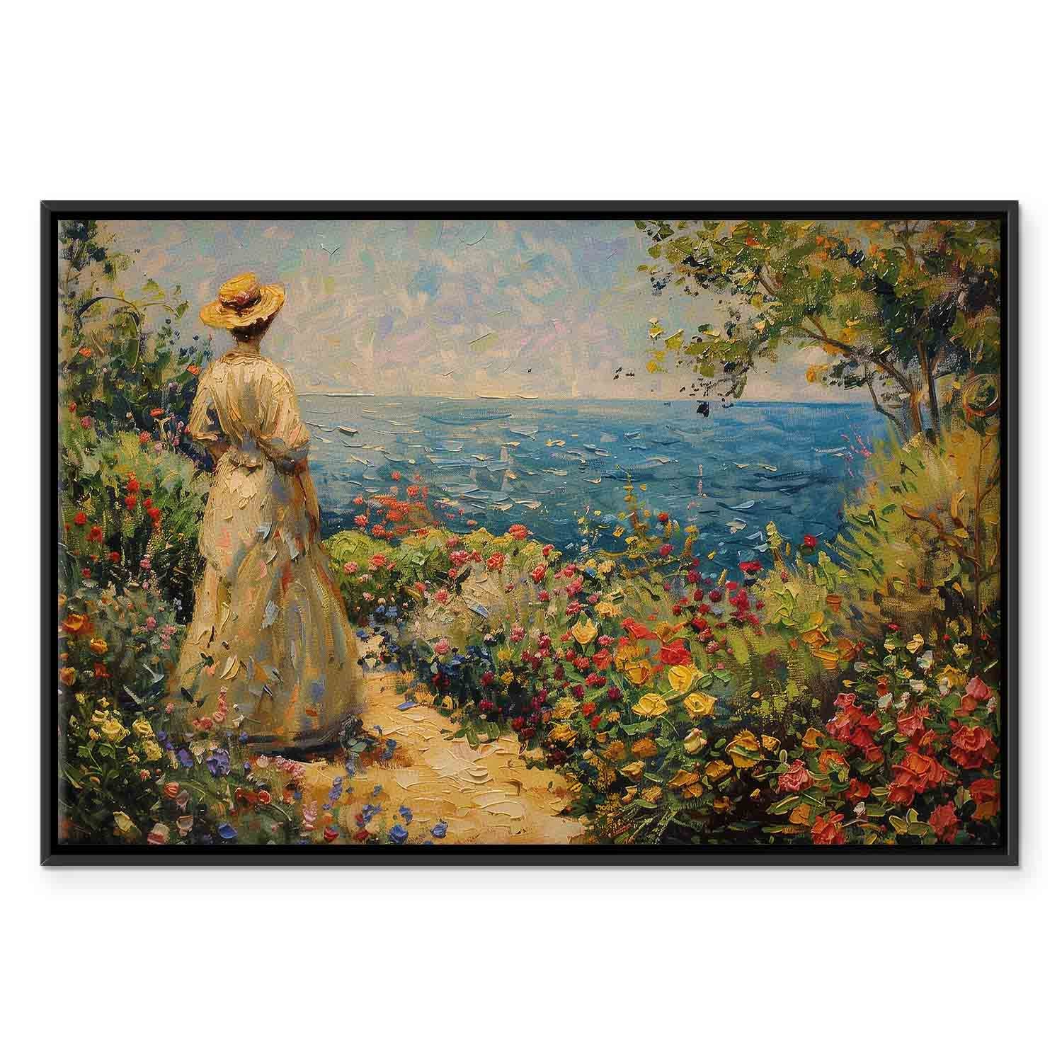 Pensive Woman Nostalgic Impression Canvas Print