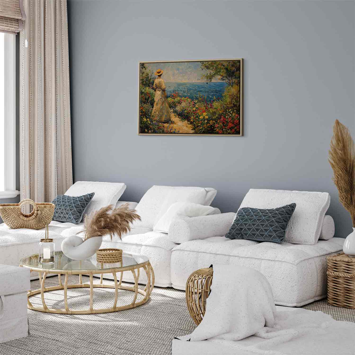 Pensive Woman Nostalgic Impression Canvas Print