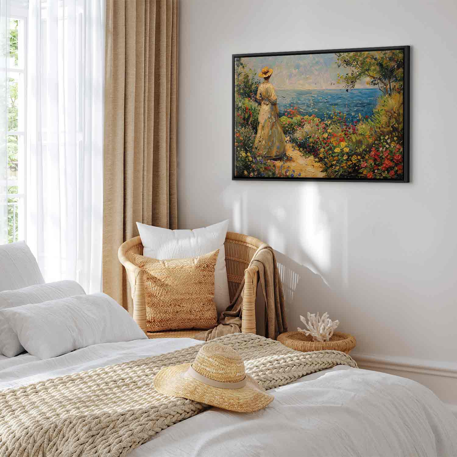 Pensive Woman Nostalgic Impression Canvas Print