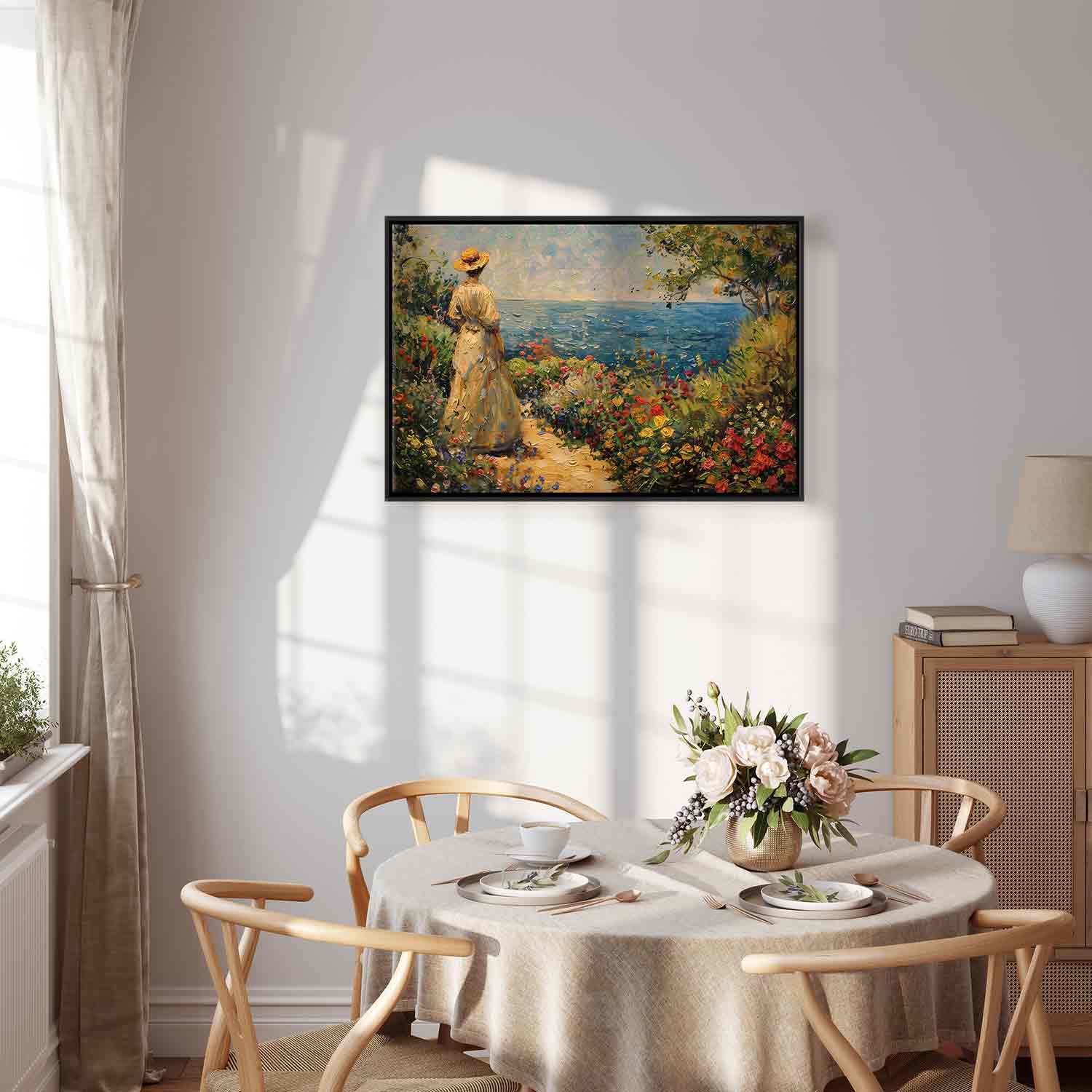 Pensive Woman Nostalgic Impression Canvas Print