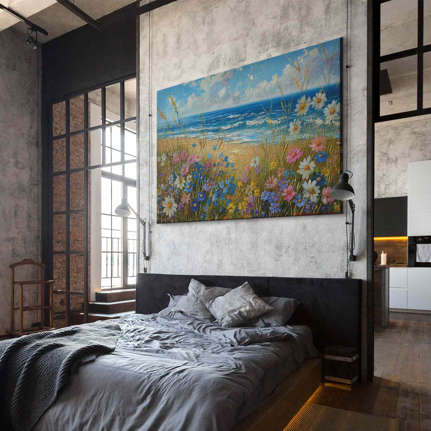 Wildflower Seascape DIY Large Canvas Print