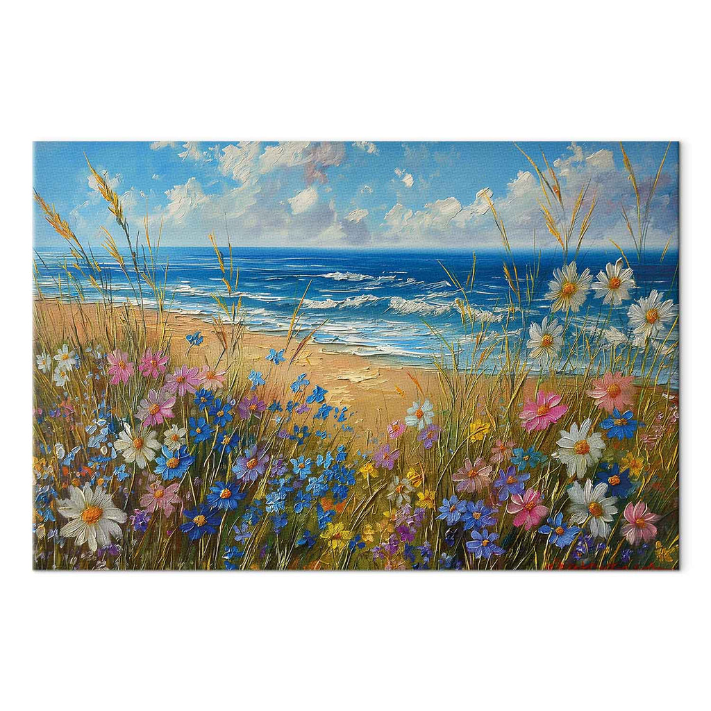 Wildflower Seascape Rough Sea Canvas Print