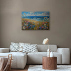 Wildflower Seascape Rough Sea Canvas Print