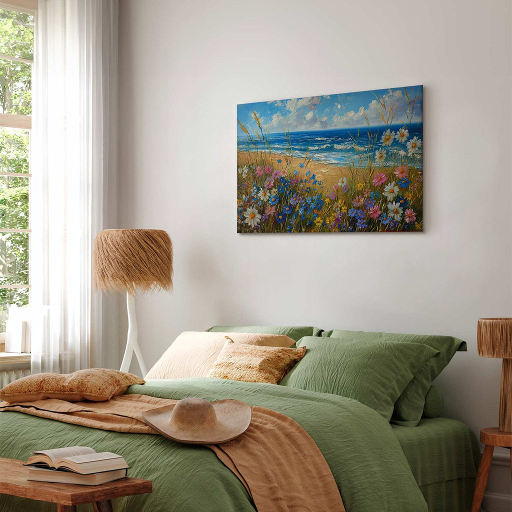 Wildflower Seascape Rough Sea Canvas Print