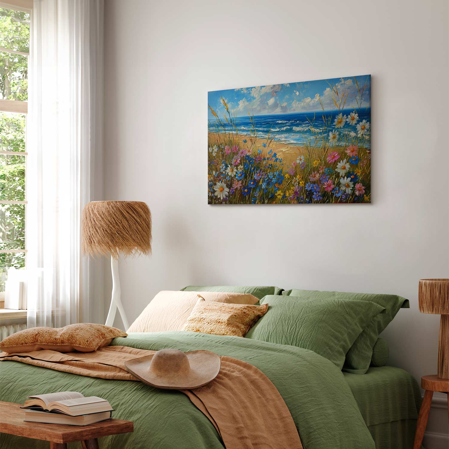 Wildflower Seascape Rough Sea Canvas Print