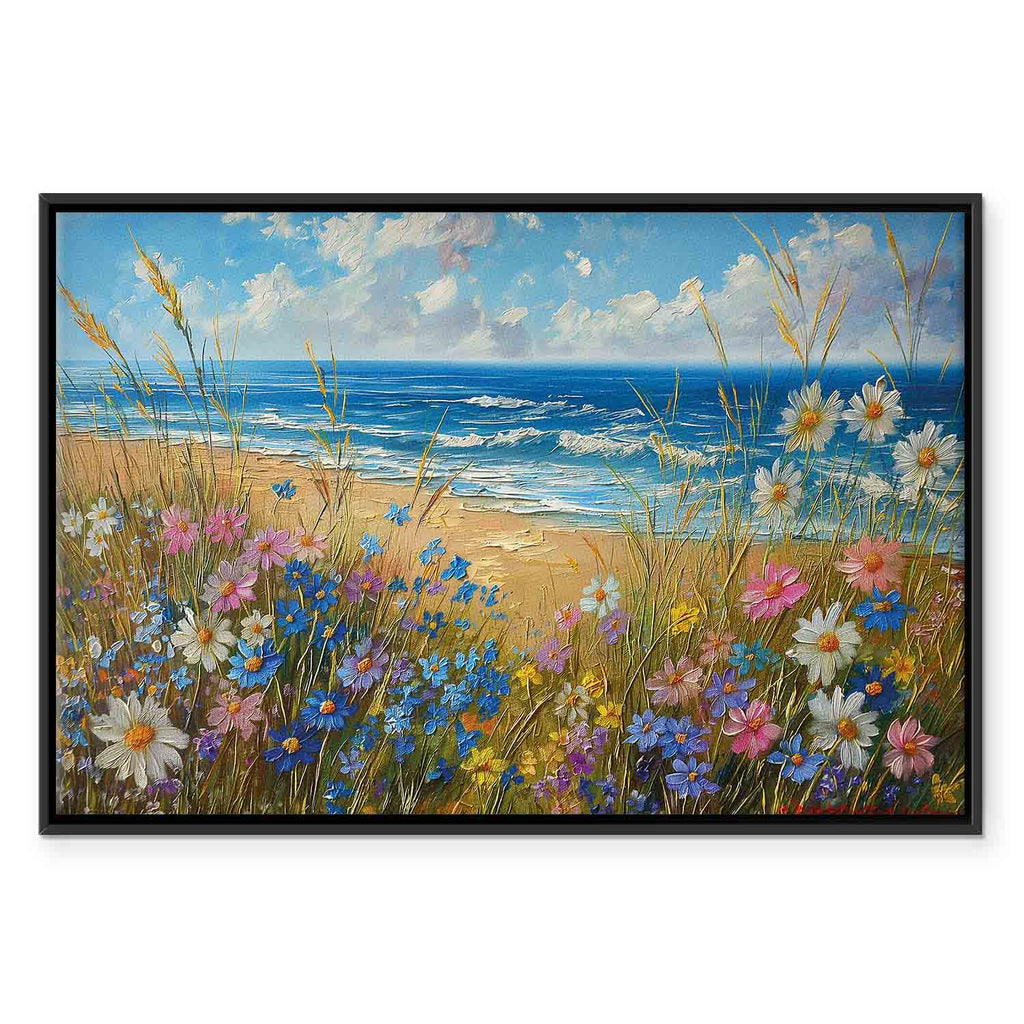 Wildflower Seascape Rough Sea Canvas Print