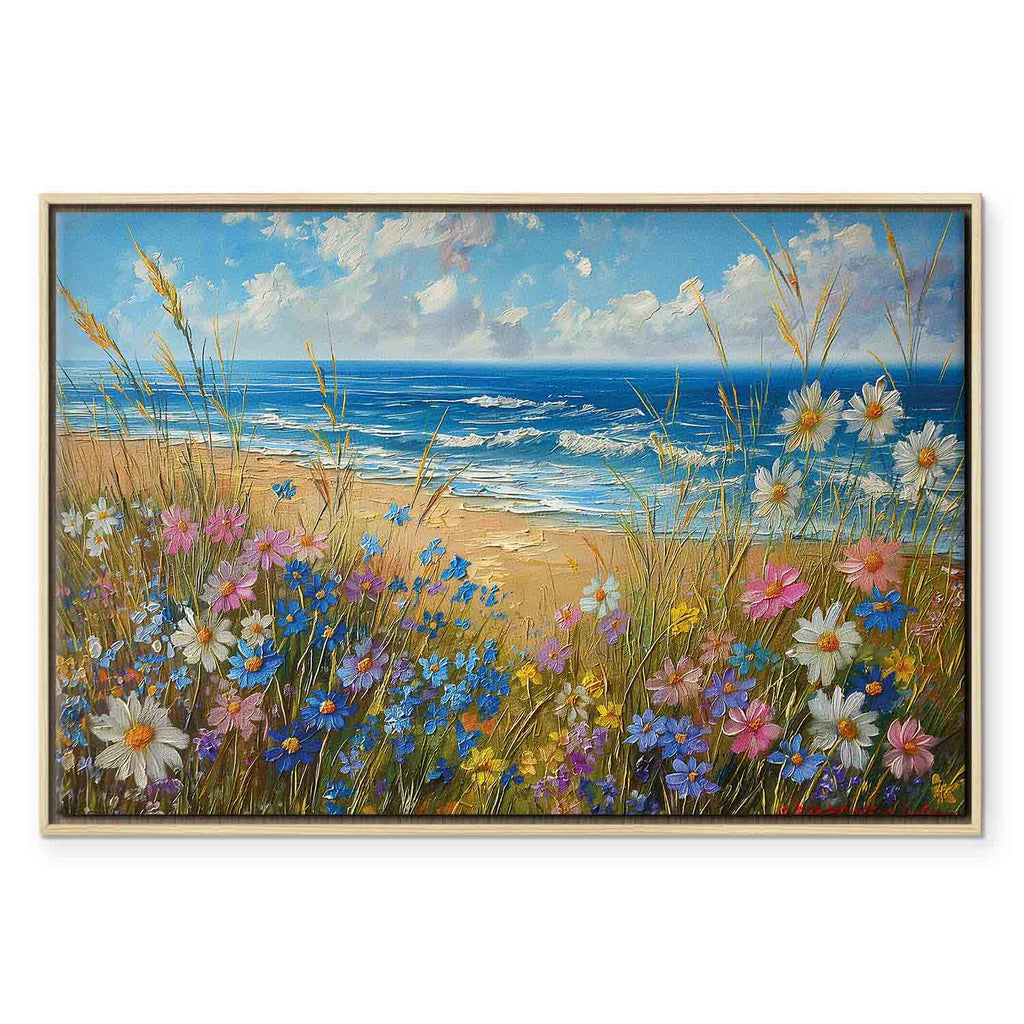 Wildflower Seascape Rough Sea Canvas Print