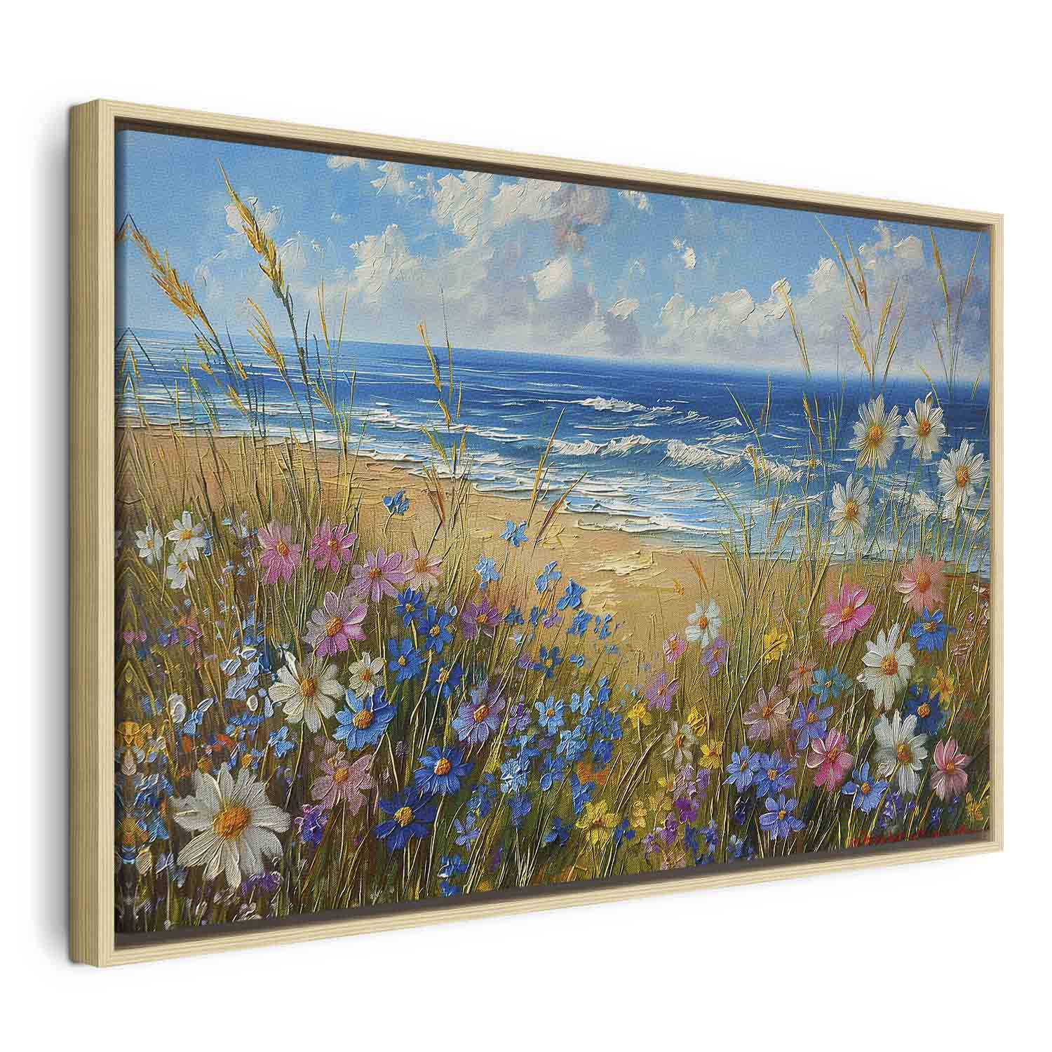Wildflower Seascape Rough Sea Canvas Print