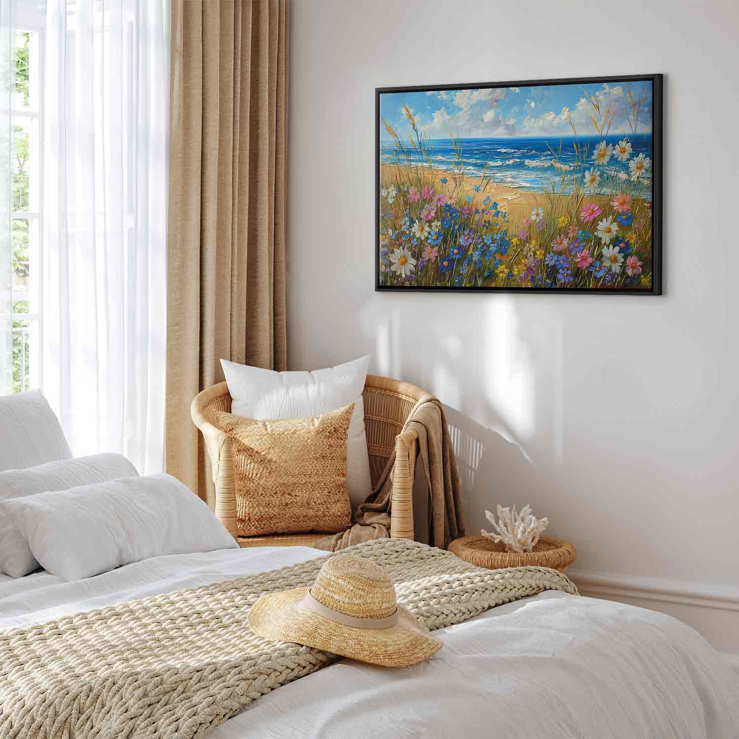 Wildflower Seascape Rough Sea Canvas Print