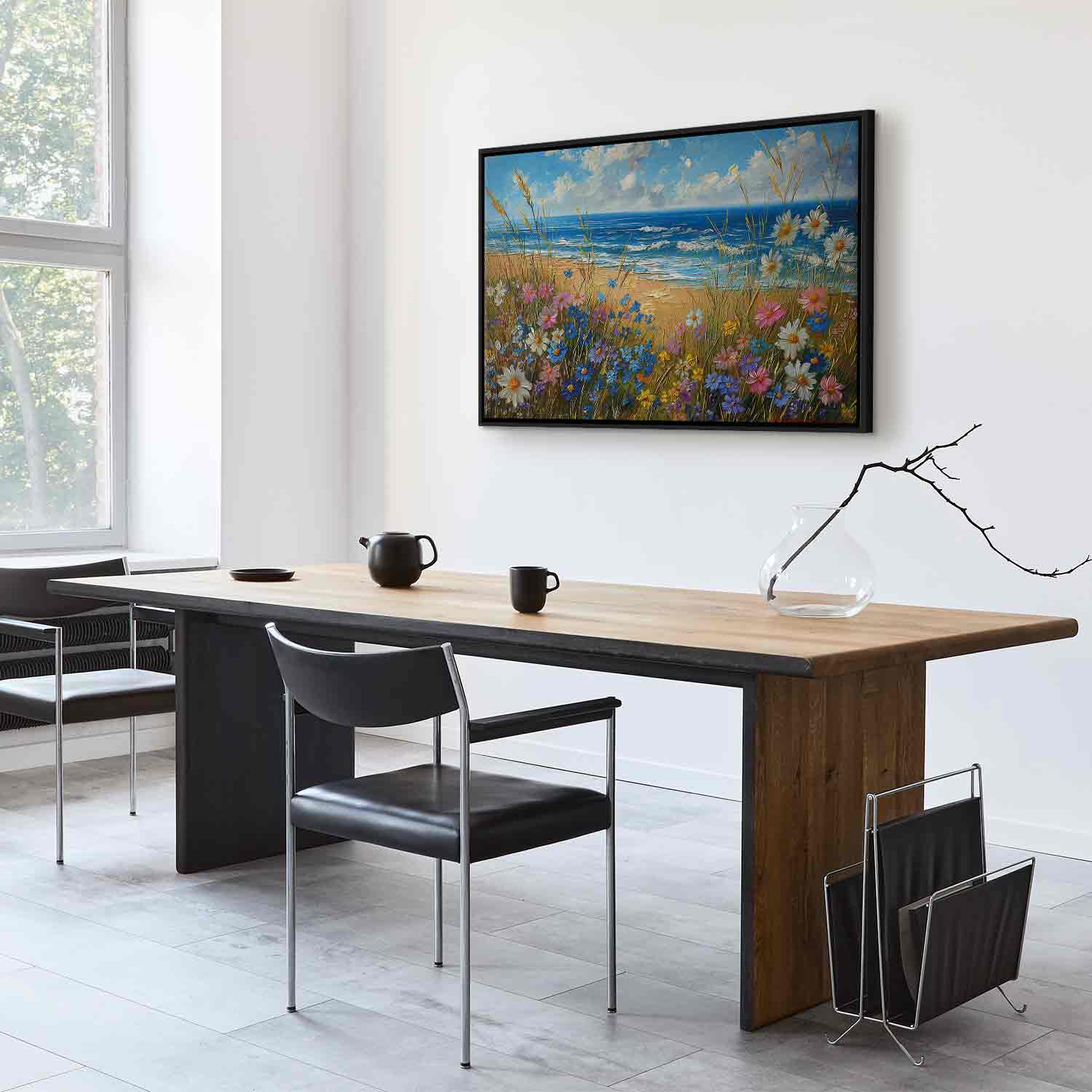 Wildflower Seascape Rough Sea Canvas Print