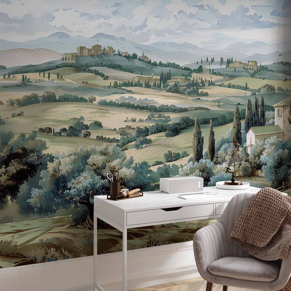 Tuscan Green Fields Landscape Wall Mural