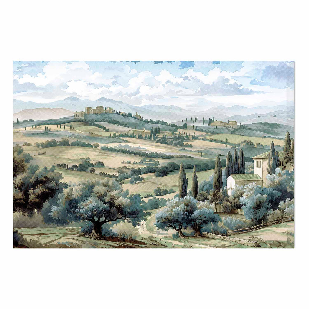 Sunny Green Fields Italian Landscape Poster