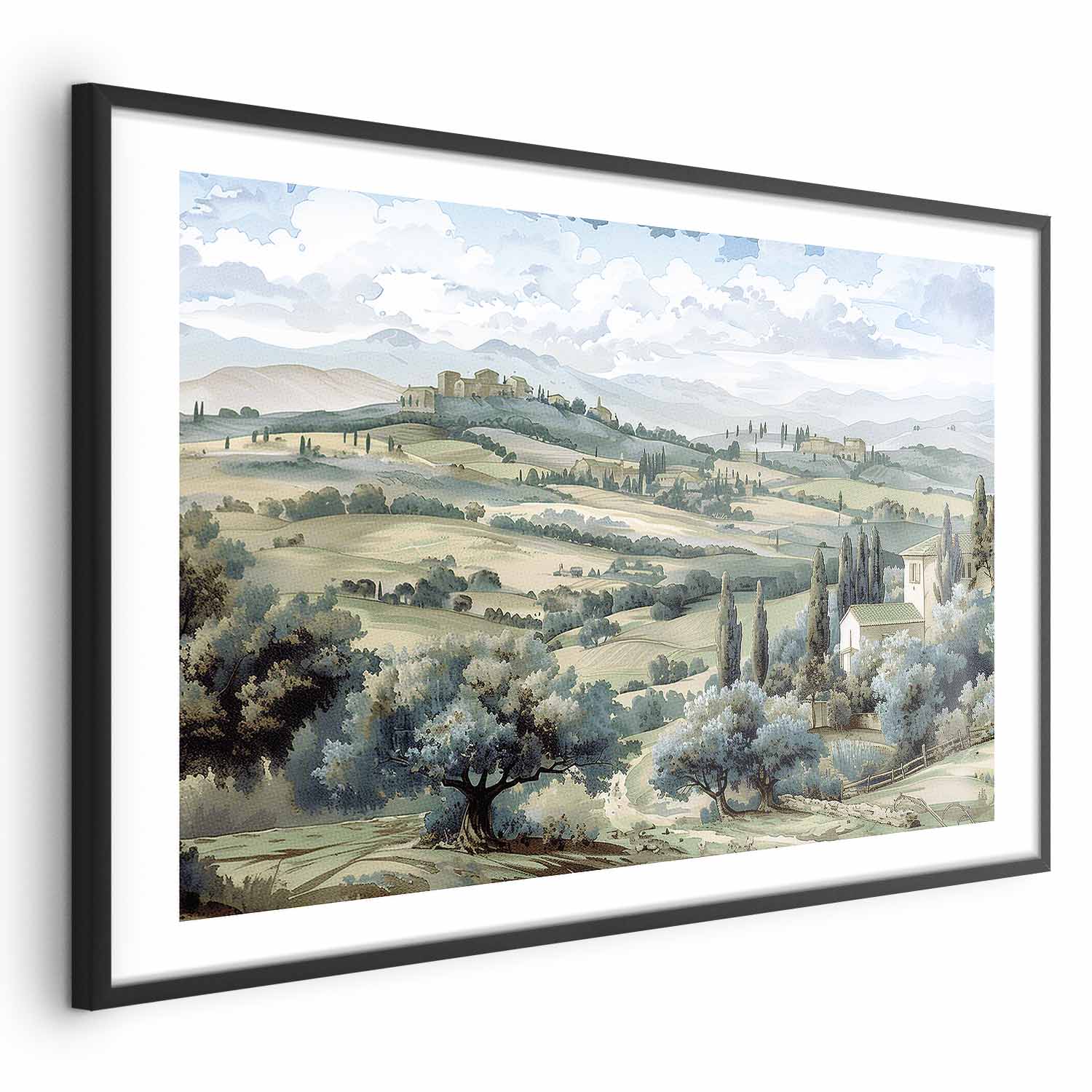 Sunny Green Fields Italian Landscape Poster
