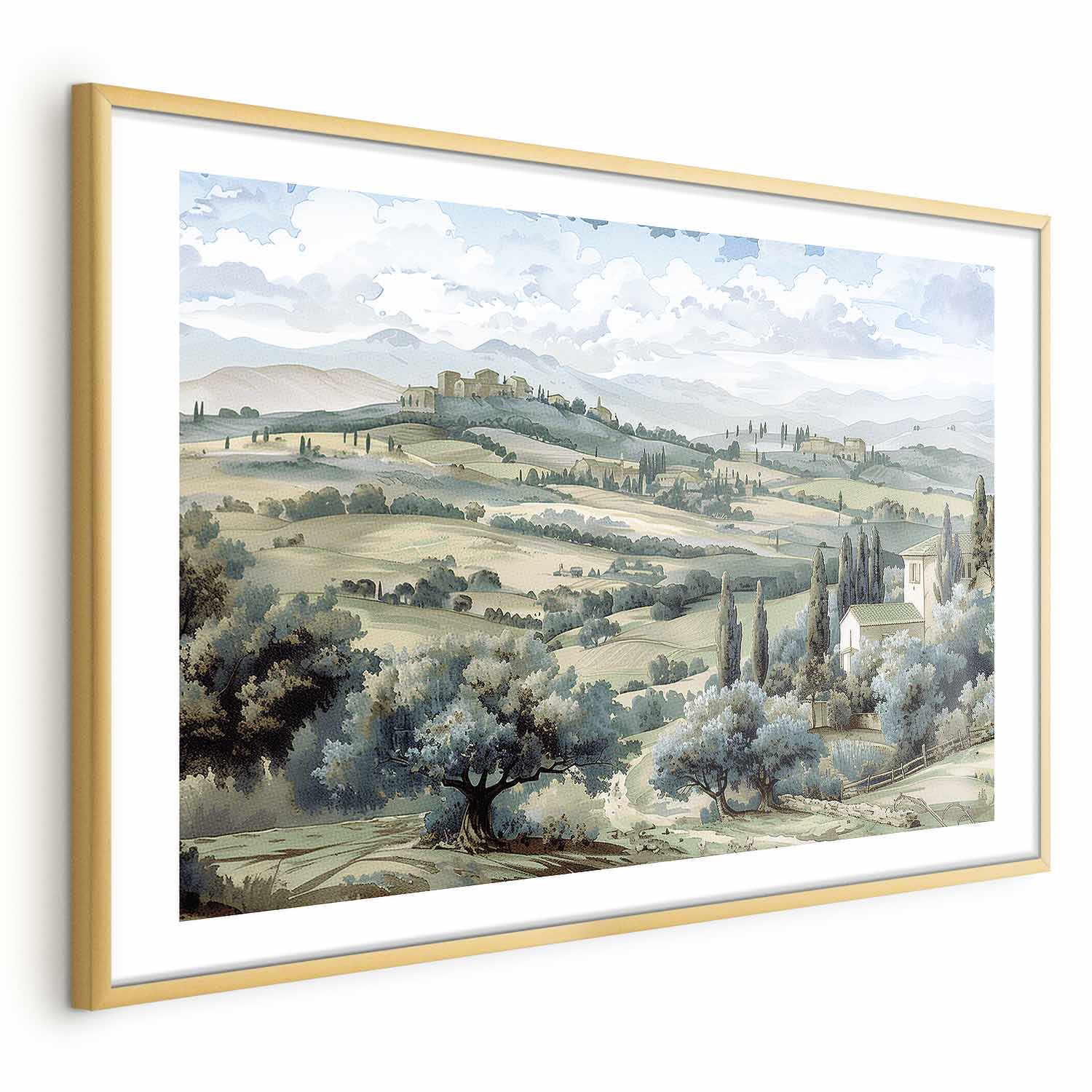 Sunny Green Fields Italian Landscape Poster