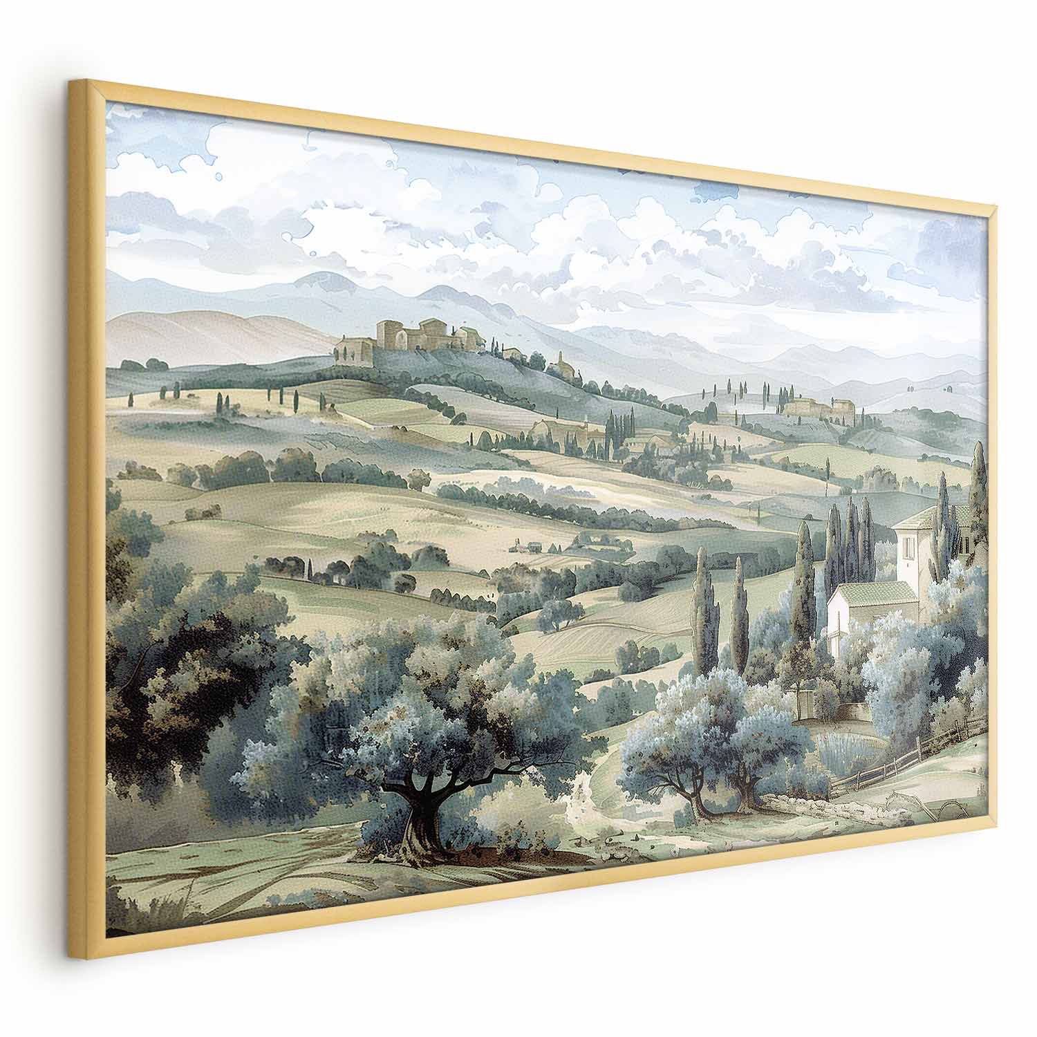 Sunny Green Fields Italian Landscape Poster