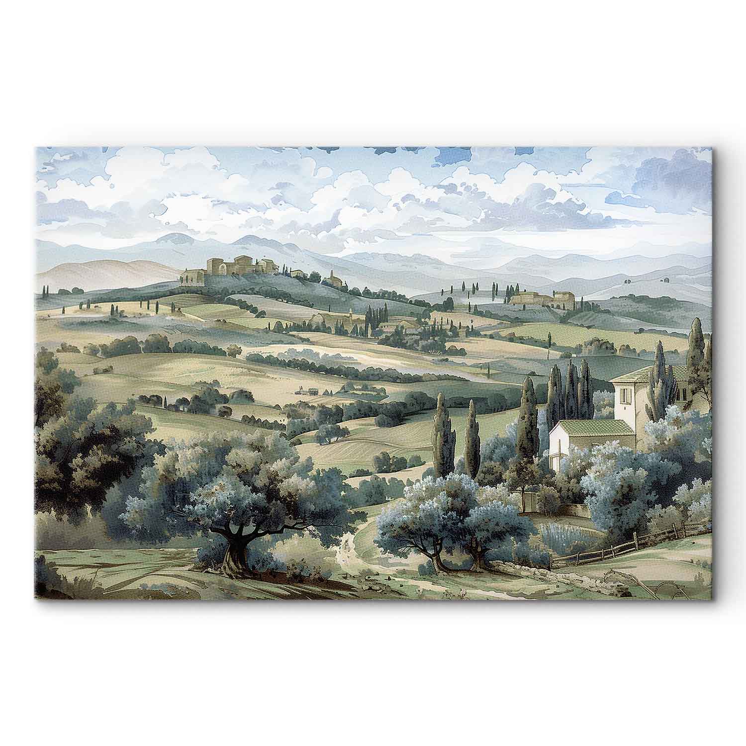 Tuscan Green Fields Landscape Canvas Print