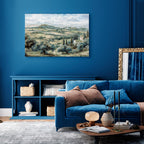 Canvas Print - Landscape with Green Fields and Trees Tuscan Sunny View