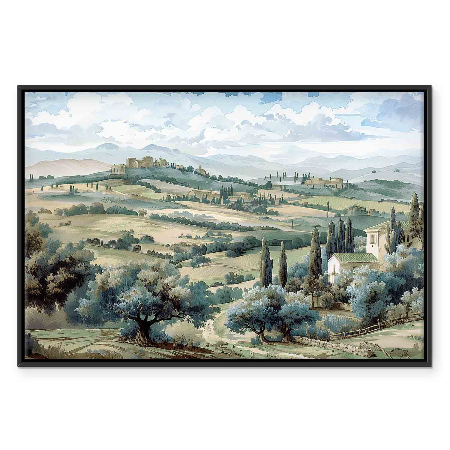 Tuscan Green Fields Landscape Canvas Print