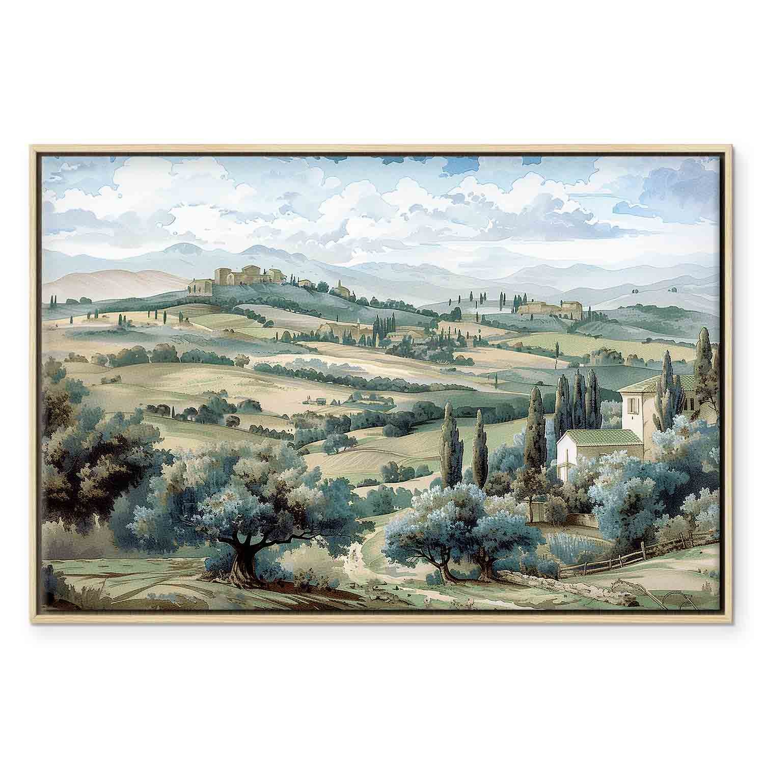 Tuscan Green Fields Landscape Canvas Print