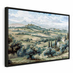 Canvas Print - Landscape with Green Fields and Trees Tuscan Sunny View