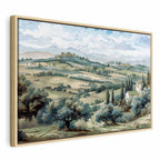 Canvas Print - Landscape with Green Fields and Trees Tuscan Sunny View