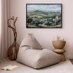 Canvas Print - Landscape with Green Fields and Trees Tuscan Sunny View