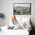 Canvas Print - Landscape with Green Fields and Trees Tuscan Sunny View