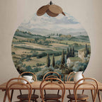 Sunny Green Fields Landscape Round Wall Mural