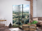Room Divider 3-panel Landscape with Green Fields and Trees