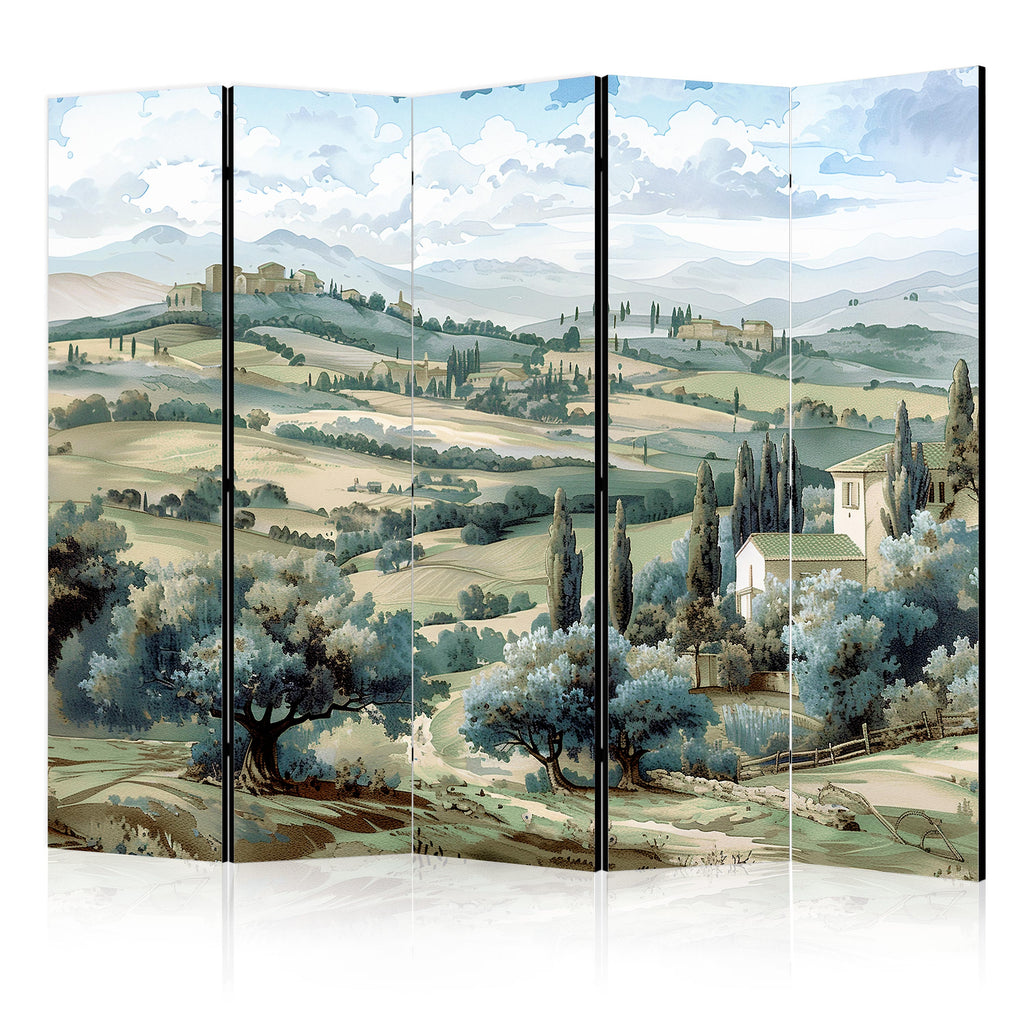 Room Divider - Landscape with Green Fields and Trees