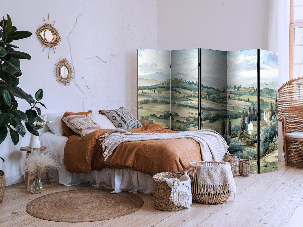 Room Divider - Landscape with Green Fields and Trees