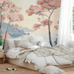 Ocean Cliff Landscape Pink Wall Mural