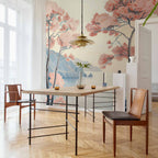 Ocean Cliff Landscape Pink Wall Mural