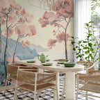 Ocean Cliff Landscape Pink Wall Mural