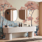 Ocean Cliff Landscape Pink Wall Mural