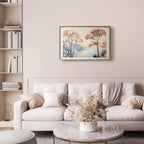 Ocean Cliffs and Trees Pastel Landscape Poster