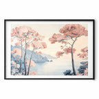 Ocean Cliffs and Trees Pastel Landscape Poster