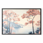 Ocean Cliffs and Trees Pastel Landscape Poster