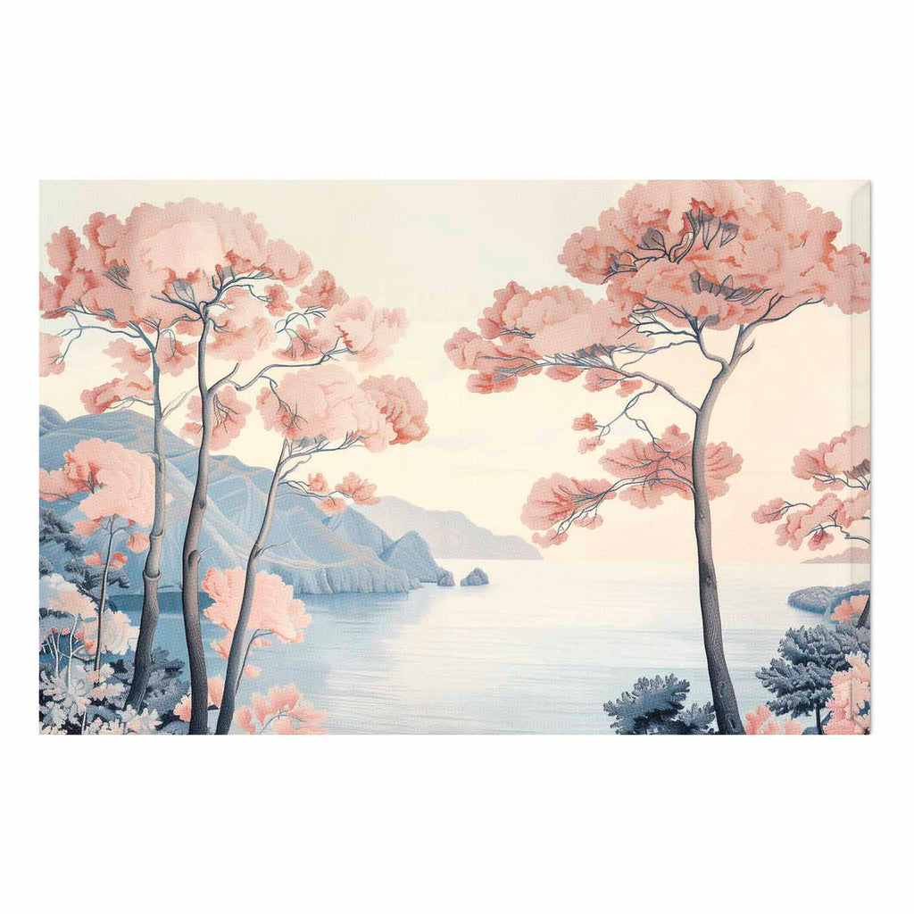 Ocean Cliffs and Trees Pastel Landscape Poster