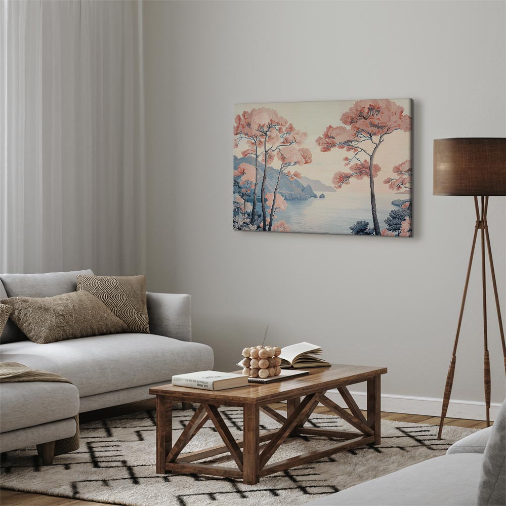 Canvas Print - Ocean Cliff Landscape in Pink Tones