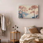 Pink Ocean Cliffs Landscape Canvas Print