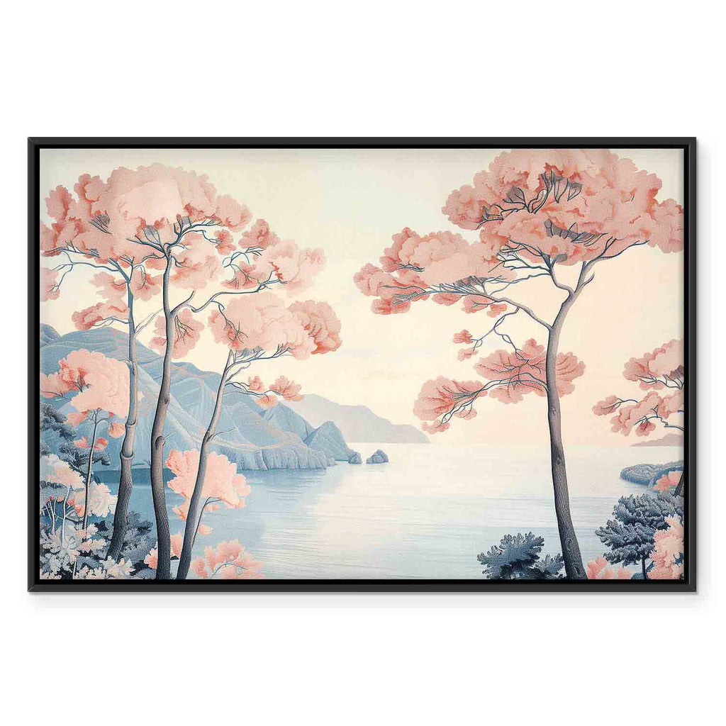 Pink Ocean Cliffs Landscape Canvas Print