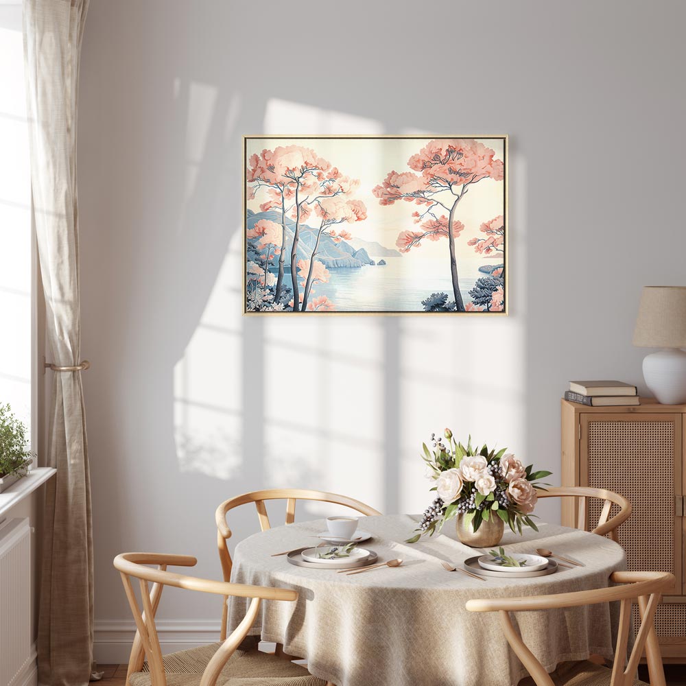 Canvas Print - Ocean Cliff Landscape in Pink Tones